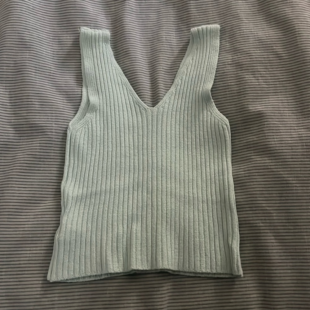 Brandy Melville mint green cropped knit tank